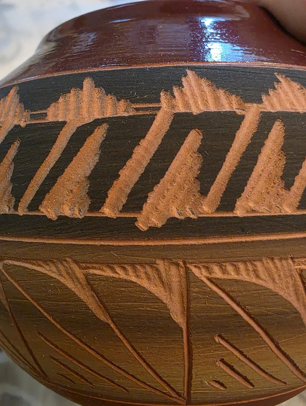 Authentic Laura Bahe Navajo Hand-Etched Pottery Vessel Southwest Art